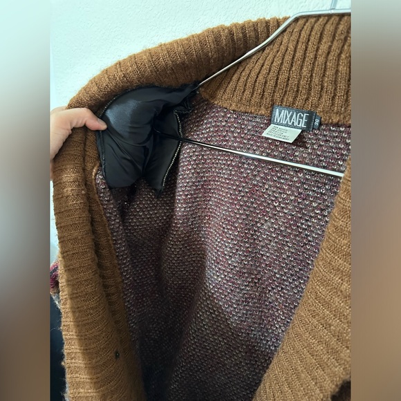 🧥 VINTAGE 🧥 MIXAGE Mohair Wool Button Sweater Brown Pattern Double-Breasted - Picture 8 of 13